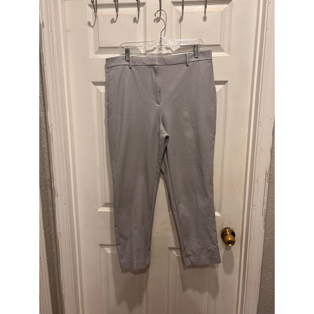 Ann Taylor Eva Purple Gray High Rise Ankle Pants 14 Cotton Stretch Slim Fit